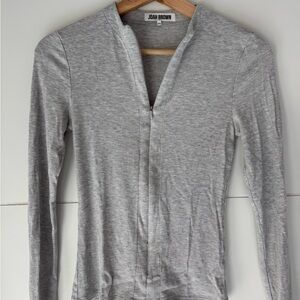 Joah Brown Light Gray Ribbed Long Sleeve